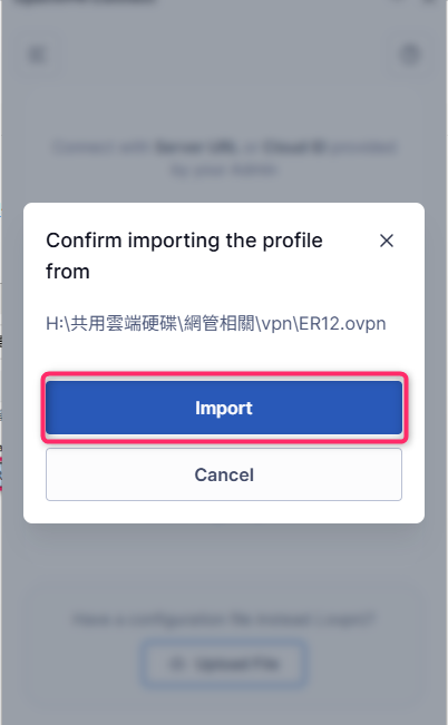 3. 接著點擊「Import」按鈕匯入。